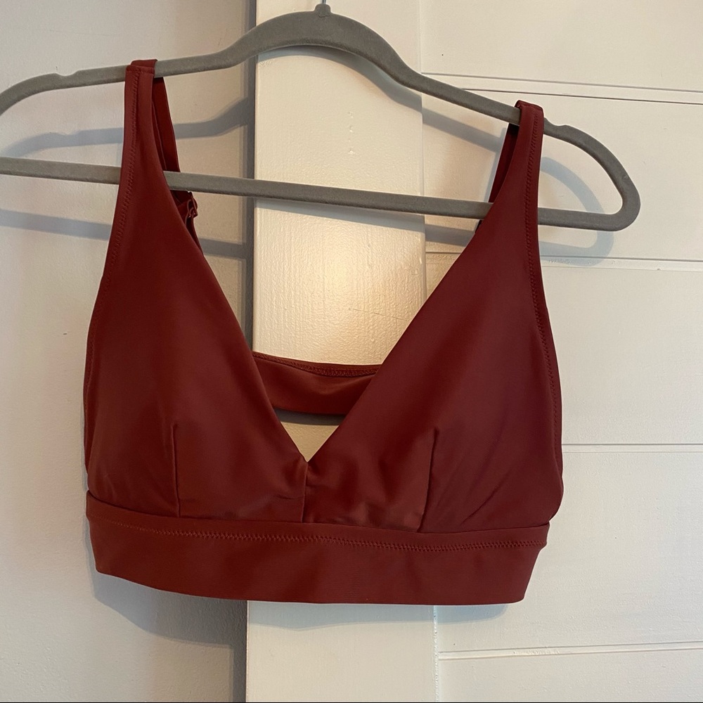 Aerie Longline swimsuit top in red/rust